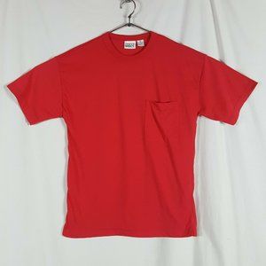 Vtg 90s Basic Pocket T-Shirt M Red Trend Basics